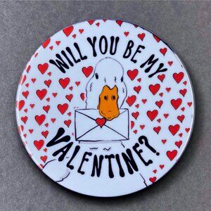 Pekin Duck Valentine's Day Pin, Magnet, Keychain, Bottle Opener or Mini Ornament